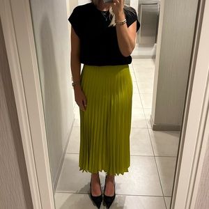 Chartreuse Pleated Skirt